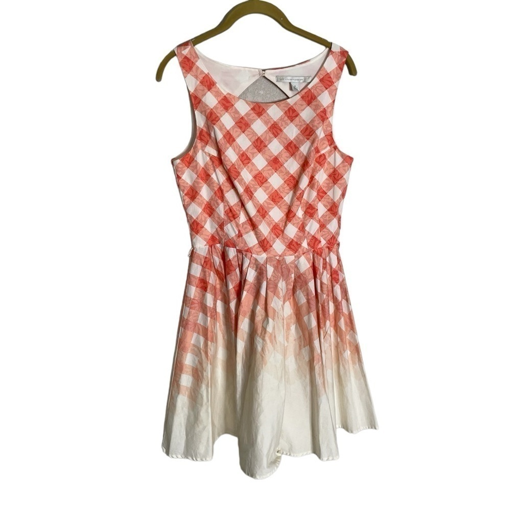 LC Lauren Conrad Plaid Gingham Pleated Fit Flare Sleeveless Dress 6 Open Back